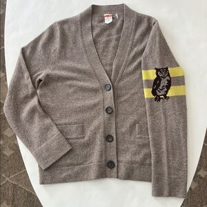 J. Crew Brown Cardigan with Owl Design